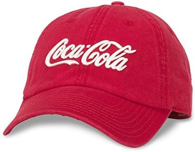 American Needle Coke Officially Licensed Adjustable Baseball Hat, Washed Slouch (Red), One Size