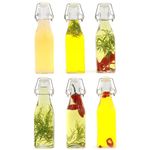 Clip Top Preserve Bottles - 250ml Set of 6 | Airtight Glass Cruet Dispenser Bottles | Ideal for Home Brewing | Vintage Style Vacuum Clip Seal | M&W