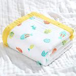 MosQuick® 100% Cotton Muslin Blanket 6 Layer Super Soft Blanket for Kids Baby Blanket Infants Size Perfect New Born Baby Products All Must Have for Baby Bed - 110cm x110 cm 0-5 Years