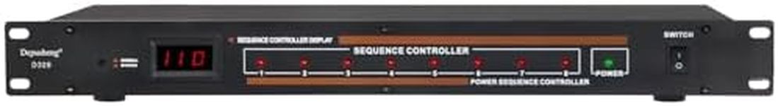 Depusheng 8 Outlet Power Conditioner 10 Amp 2200w with Precise Digital Real-Time Voltage Display Rack Mount Power Sequencer Suitable for Home KTV Classroom Stage Studio - Black（D328）