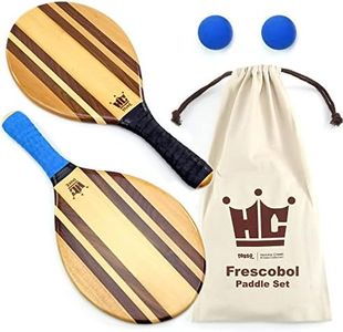 Frescobol - Juego de pelotas de remo (rayas de playa) – Viene con 2 palas, 2 pelotas y bolsa de lona con cordón