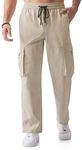 JMIERR Mens Casual Cargo Pants Drawstring Chino Pants Hiking Outdoor Track Jogging Sweatpants Pants, US36(L), Beige