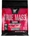 BSN True Mass 1200, Mass Gainer Protein Powder with Whey Isolate and Carbohydrates, Weight and Muscle Gain and Post Workout Recovery, Strawberry Milkshake Flavour, 15 Servings, 4.8 kg