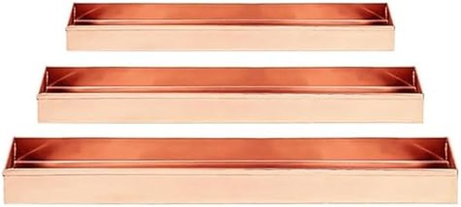 BestNest Long Copper Windowsill Plant Trays, 29" L, Set of 3
