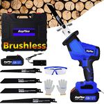 Brushless Reciprocating Saw Cordless Sabre Saw, 0-1900SPM Variable Speed Cordless Electric Reciprocating Saw with 1.5Ah Battery & Charger, Tool-Free Blade Change, 4 Saw Blades for Cutting Wood Metal