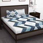 Story@Home Bedsheet for King Size Bed | Cotton Bedsheet | Abstract Bed Sheet with 2 King Size Pillow Covers (270 x 270 cm, Blue) | Perfect for Home Decor | 240TC