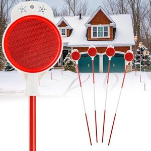4 Pack Reflective Driveway Markers Reflectors - 50" Double Sided High Visibility Driveway Reflectors for Snow Plowing, Reflectors on Stainless Steel Poles for Driveway Entrance, Post, Snow Stakes