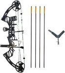 SAS Feud X 30-70 Lbs 19-31" Draw Length Compound Bow Pro Package for Hunting Field Target (Black)