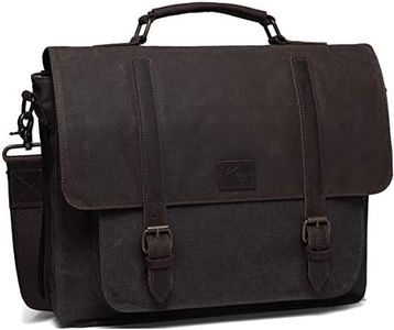 Messenger Bag for Men, Kasqo WaterResistant Waxed Canvas Fits 15.6 inch Laptop Briefcase Shoulder Bag Satchel for Work Business