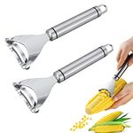 2 Piece Magic Corn Peeler, Stainless Steel Corn Stripper Remove Corn Cob, Convenient Efficient Thresher Corn Cutter from The Cob, Corn Planer Kitchen Tools (18.5 * 6.5)