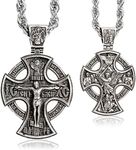 BGCOPPER Sterling Silver Cross Necklace for Men Women, Archangel Saint Michael Cross Pendant for Boys, Jesus Crucifix Pendant Christmas Gift