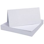 100 Pack Blank White Cards, 3.9 * 3.9 inches Handmade Tent Cards Foldable Number Placecards with Gleaming Particles Folded Cardstock for DIY Birthday Wedding Christmas Dinner Reception Anniversary