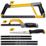 KATA Hacksaw Frame Set, 12" Hacksaw Frame, 10'' Mini Hacksaw and Drywall Saw/Jab Saw, Including 4pc Extra Flexible Bi-Metal HSS Blades, Handsaw for Metal, Wood, PVC Pipes