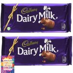 Cadbury Dairy Milk Chocolate Bar, 360g Bundle (x2) Total 720g - Confectionery, Big Night, Easter, for Gift, Sharing Chocolate Bar, Present, All time Favourite Milk Bar Including Oerich Card