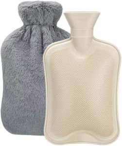 Hot Water Bottle with Soft Cover (2 Liter) Hot Water Bag for Cramps, Pain Relief, Removable Hot Cold Pack Hot Water Bed Warmer (Grey NEW)