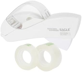 Eagle Automatic Tape Dispenser, Tape Gun, Single Handheld Design, Free 1 Roll of 0.5 Inch (12 mm) and 1 Roll of 0.75 Inch (19 mm) Tapes(Snowy White)