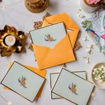 Be Stories The Dancing Peacock One Side Print Blank Foldable Greeting Note Cards With Envelopes 130 GSM With Gold Foil & Sticker Seals For Birthday, Diwali, Chirtsmas- 5.50 x 3.50 inches, Pack of 5