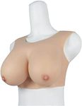 XSWL Realistic Silicone Breast Forms Soft Fake Boobs Elastic Cotton Filler Waterdrop Shape Breastplate for Crossdressers Transgender,Nude,B cup