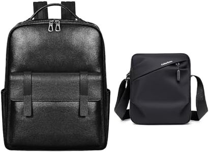 Colins Keirs Men's Black Leather Backpack & Men's Sling Bag Crossbody