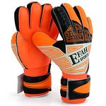 EFAH SPORTS Football Goalkeeper Gloves For Kids Boys Children Youth Soccer Goaile Glove With Fingersave and Double Wrist Protection Strong Grip Palms (Size 4 suitable for 6 to 9 years old, Orange)