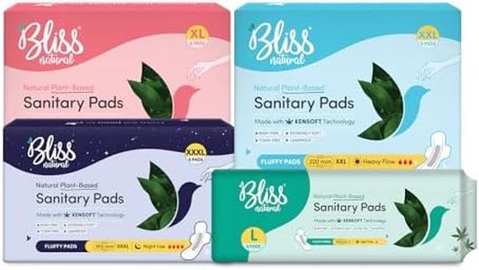 BLISSNATURAL Organic Sanitary Pads For Women|Combo Pack|24 Pads (L-6,Xl-6,Xxl-6,Xxxl-6)|Rash Free & Plant Based