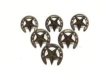 SnS Cowboy Western Horseshoe Vintage Hand Painted Resin Drawer Pulls Cabinet Knobs Handles Country Kitchen Home Decoration (Pack of 6)