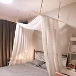 HanYun White Canopy Bed Scarf, Bed Frame Draperies Wedding Arch Drapery Fabric Decorative Bed Canopy Scarfs for Girls Wedding Baby Crib Kid Bed Ceremony Reception Decorations (228.38in)