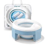 Travel Potty Training Toilet Chairs 3-in-1 Toddler Potty Seat Portable Foldable WC Trainer Ring Seats Detachable Reusable Liner Suitable for Boys Girls with Splash Guard Easy to Clean(Blue)