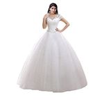 GOWNLINK Ball Wedding Maxi Gown for Christian Women White with Extra Sleeve Size Custom (White-B-G01) (Glhs587)_Medium