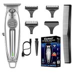 KEMEI Professional Beard & Hair Trimmer for Men, Cordless T-Blade Trimmer, Electric Hair Clippers for Barbers and Stylists, All Body Grooming-Model 1949 Gold (silver)