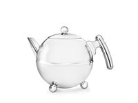 Bredemeijer Duet Bella Ronde 1303CH Double Walled Teapot 0.75 Litre Stainless Steel High Gloss Chromed Fittings, Silver, 22.2 x 19.7 x 14.1 cm