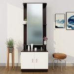 VIKI Engineered Wood | Dressing Table With Mirror And Door, Dressing Table Organizer , Vanity Cabinet, 180Cms(H) X 70Cms(W) X 40Cms(D) | 1 Year Warranty | Dark Wenge & Frosty White