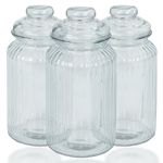 ZENO Airtight Glass Jars Vintage - Set of 3 | Traditional Sweet Jar Storage Containers | Preserving Kitchen Jars | Ideal for Tea, Coffee & Sweets | 950ml