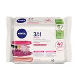 NIVEA 3-in-1 Biodegradable Face Cleansing & Make-Up Removing Wipes for Dry Skin, 40 Wipes