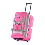 Olympia U.S.A. 8 Pockets Wheeled Rolling Duffel Bag Water Resistant Luggage Lightweight Travel Suitcase with Retractable Handle, Hot Pink, 22 Inch, 8 Pocket Rolling Duffel Bag