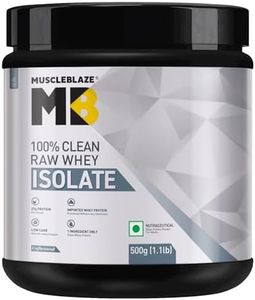 MuscleBlaze 100% Clean Raw Whey Protein Isolate (Unflavoured, 500g) | 27g Protein per Scoop | Easy to Digest