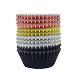 Mombake Standard Metallic Foil Paper Cupcake Liners in Rose Gold, Gold, Silver and Black, 200-Count