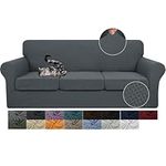 JIVINER Newest 4 Pieces Couch Covers for 3 Cushion Couch Stretch Sofa Slipcover with 3 Seat Cushion Covers Thick Fitted Couch Cover for Pet Dogs Furniture Protector (Sofa, Dark Gray)