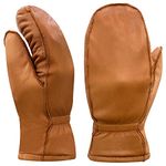 Harssidanzar Womens and Kids Lambskin Leather Outdoor Mittens Gloves Thermolite Lined GL007CA,TAN,Size XXL