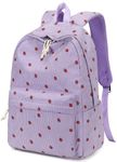 Bluboon Backpack for School Girls Backpack Cute Corduroy Bookbag Kids Backpack Laptop Backpack Gifts for Women, Corduroy Purple Strawberry, Modern, Minimalist