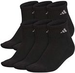 adidas womens Athletic Cushioned Quarter Socks With Arch Compression (6-Pair), Black/Aluminum 2, Medium