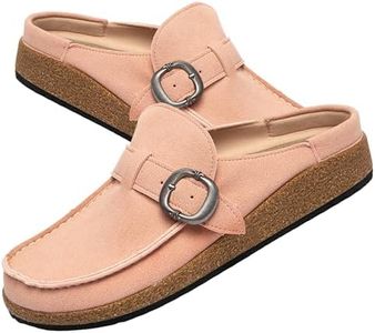 BERANMEY Casual Women's Memory Foam Cloud Mules & Clogs Slip-On with Non-Slip Sole Indoor/Outdoor Comfort Supportive Cork Sole for Women Men Pink Size 6 Medium