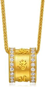 CHOW SANG SANG 999.9 24K Gold Cultural Blessings Diamond Buddhist Prayer Wheel Necklace for Women 47cm 95706U
