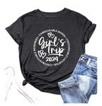 TSIIUO Girls Vacation T Shirt Sisters Trip 2024 Gift Funny Best Friend Travel Shirt Women Weekend Casual Short Sleeve, Black, Medium