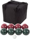 Bocce Ball Set Regulation Size - Lawn Game for Backyard or Beach - Includes Red and Green Bocce Balls, Pallino, and Carrying Case by Trademark Games