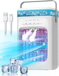 Portable Air Conditioner, 4-in-1 Evaporative Air Cooler, Personal Cooling Fan with 3 Speeds, 2 Mist Modes, 7 LED Night Light, 2-4H Timer (White)