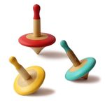 Shumee Wooden Spin Tops (Lattu/Buguri/Bongaram) Set fo 3 (3 Years+) | Multicolor | Sensory Toys | Eco Friendly & Safe | Non Toxic Colors | Indoor & Outdoor