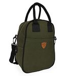 Ensulator Hot & Cold Sling Canvas Lunch Bag With Bottle Holder & Outer Pocket | Tiifin Box, Food Carry Bag For Office, Travel, College (Olive Green), 300 Milliliter - 300 Ml