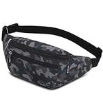 Bumbags Waist Fanny Packs for Men Women Fashion Bum Bag with Adjustable Belt for Sport Running Hiking Jogging Travel Cycling Walking Dog Boys Ladies (CamoBlack)