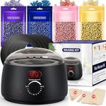 Waxing Kit for Women Men: Digital Display Wax Warmer for Hair Removal, Accurate Temperature Display, 4-Pack Hard Wax Beads, 30 Applicator Sticks - All-in-one at Home Use Hot Wax Melt Warmer